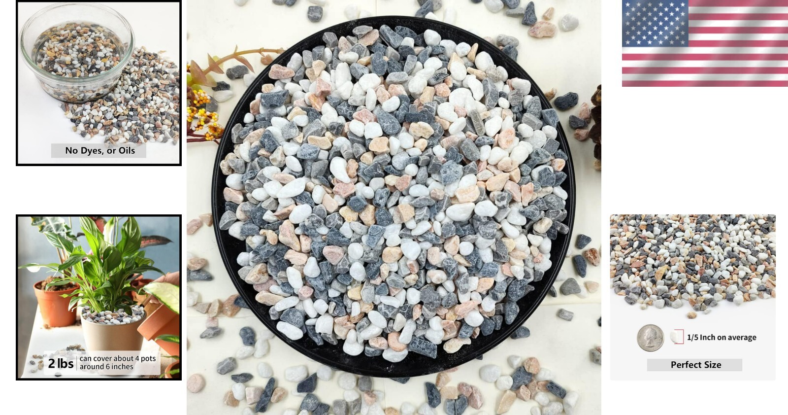 Mixed Color 2LB Gravel Pebbles – Decorative Stones for Plant Drainage & Design