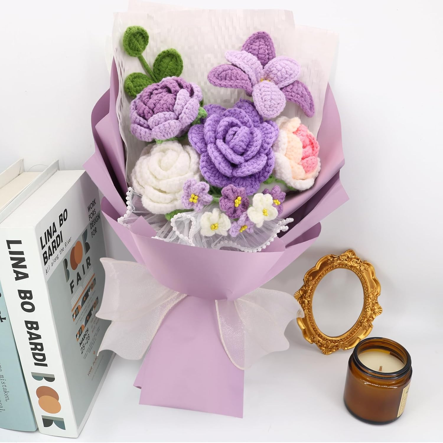 Crochet Flowers,Finished Bouquet Crocheted Cotton Thread Flowers, Handmade Croch