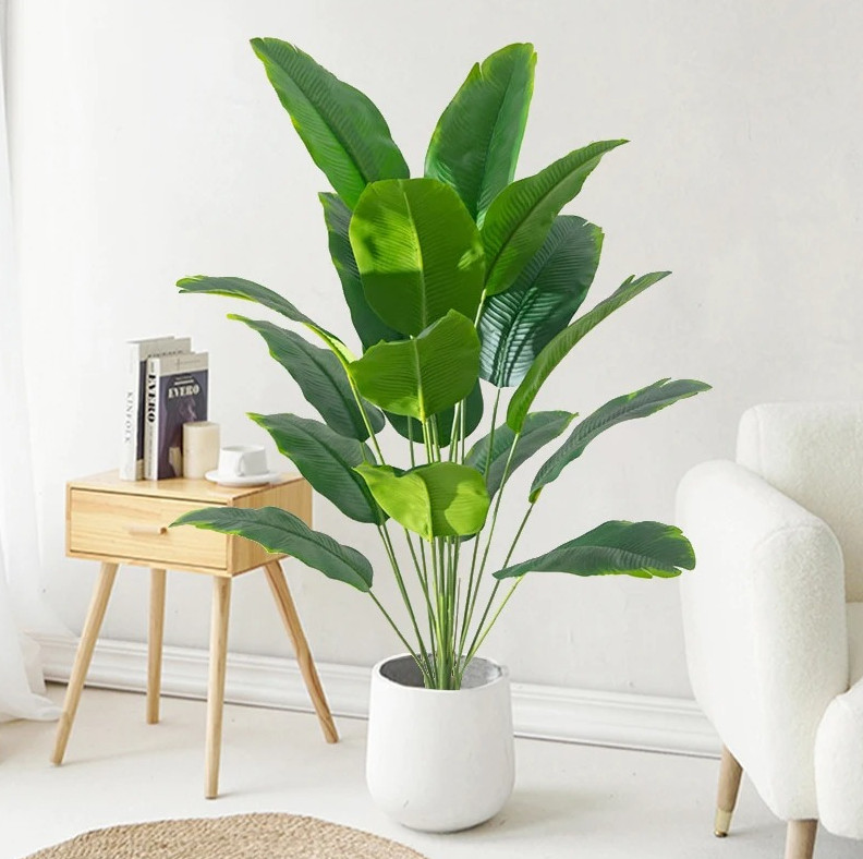 1pc Large Artificial Tropical Palm Tree with Monstera Leaves Home Decor – NEW