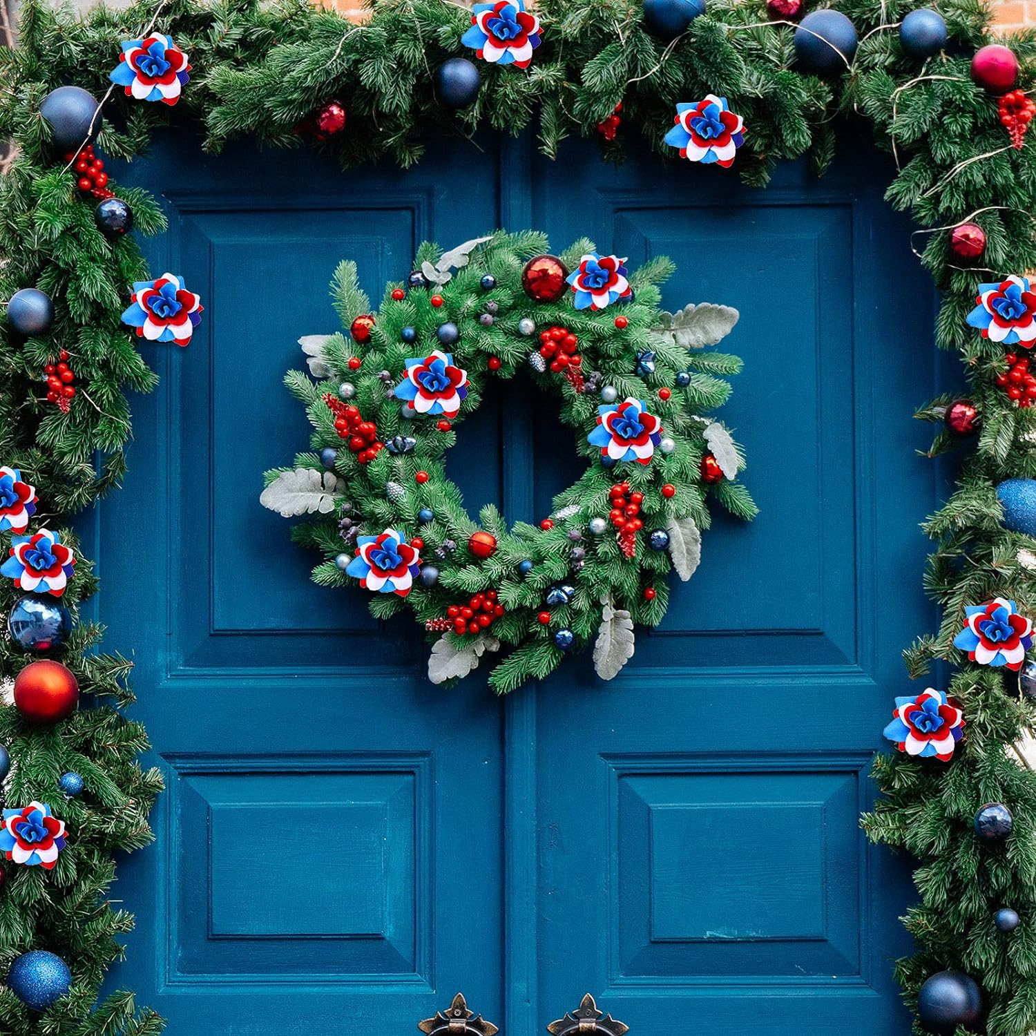 30 Pcs Artificial Rose Decor Red White Blue Artificial Rose Garland Flower Color
