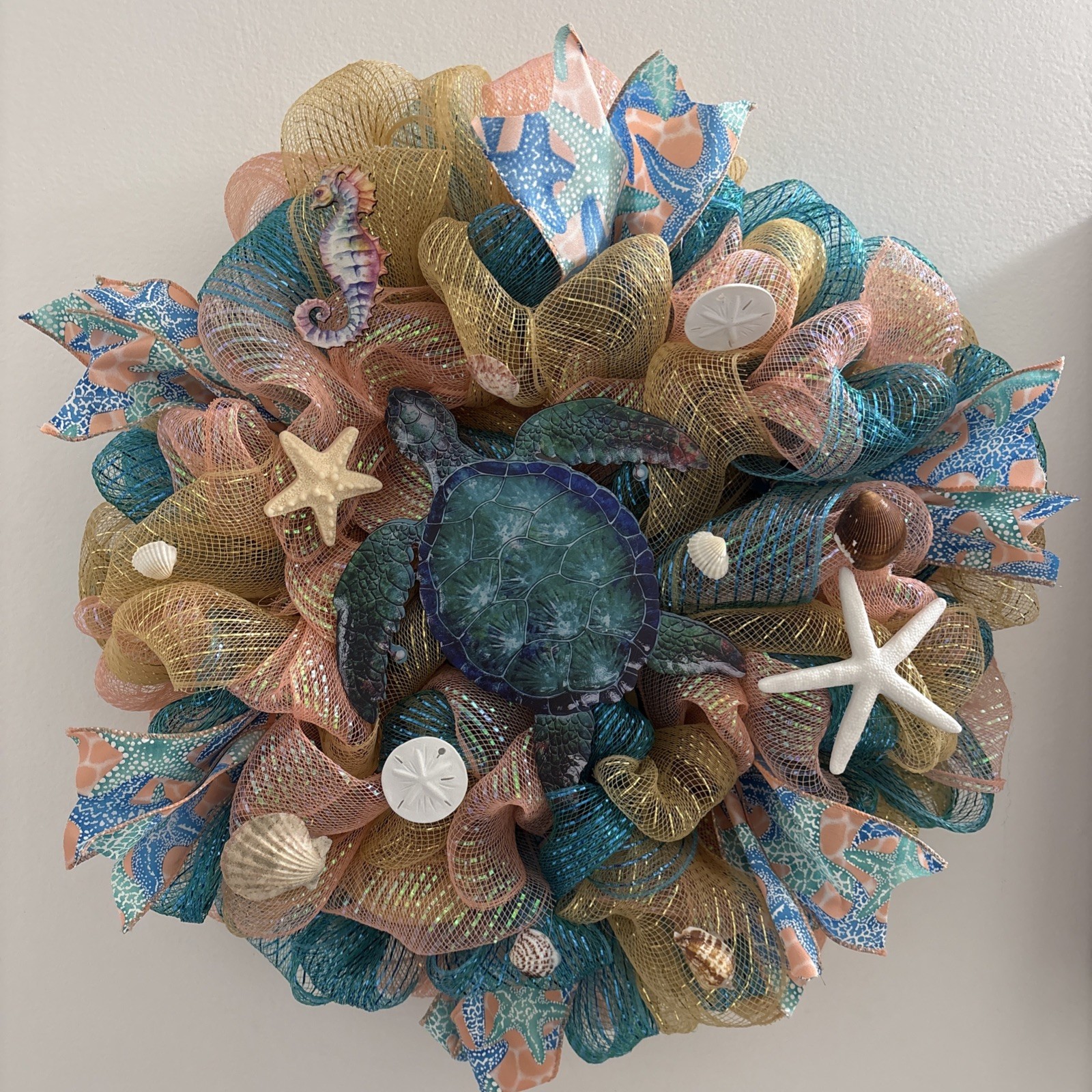 Sea Turtle Door Wreath New Handmade 18”