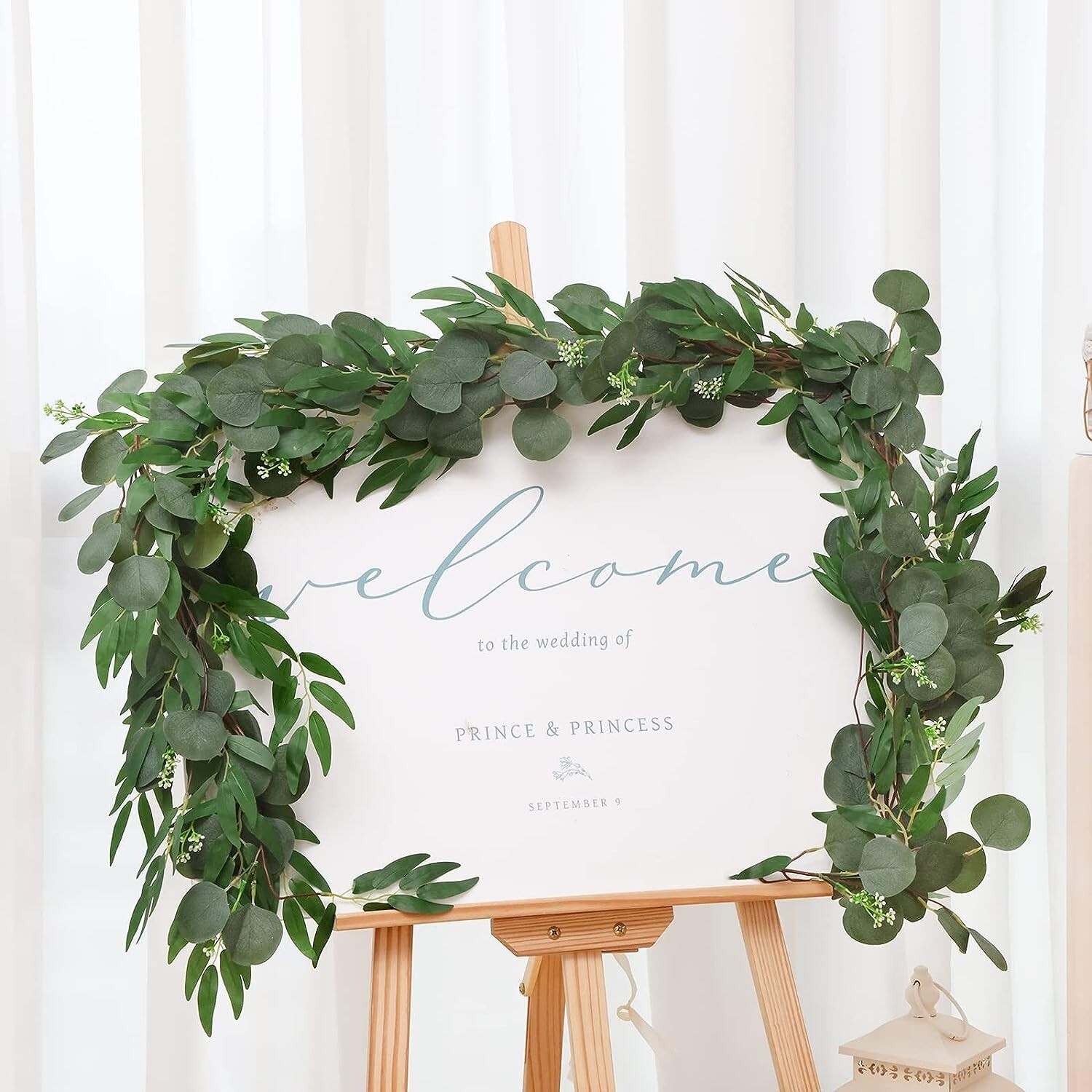 Artificial Eucalyptus and Willow Garland, 6 FT Fake Vine Greenery Leaves