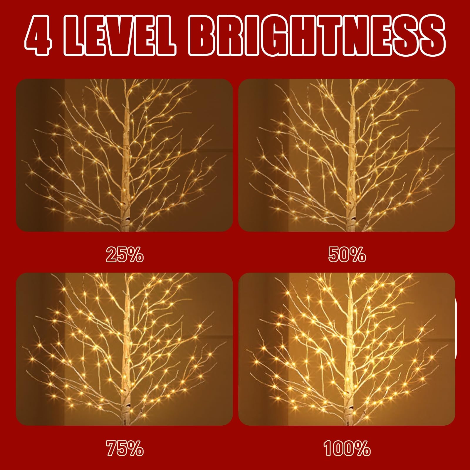 Lighted Birch Tree, 6ft White Christmas Trees with Timer & Dimmer Prelit Arti…