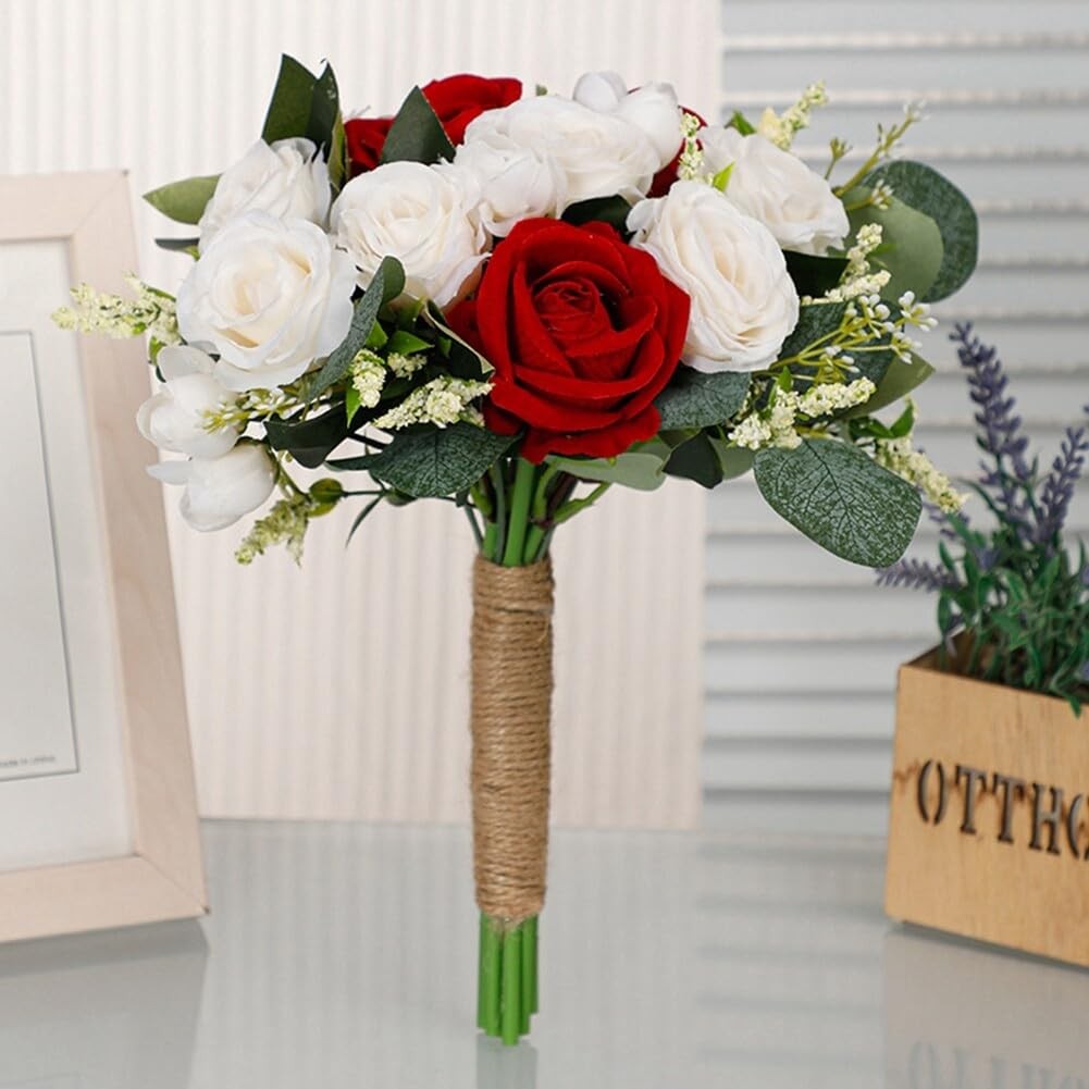 Eforcase Wedding Rose Bouquet Bridesmaid Flower Bouquets, Artificial Flower R…