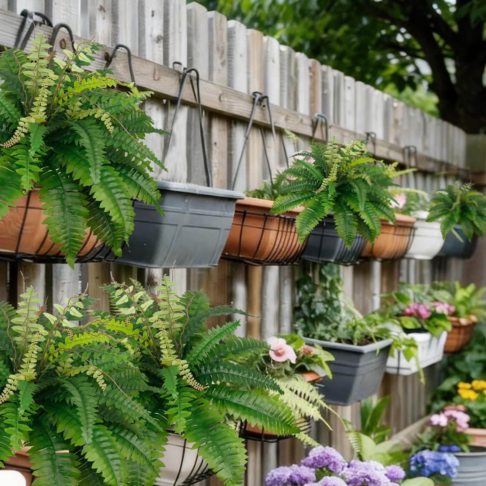 Artificial Ferns for Outdoors 2 Pcs Artificial Boston Ferns Plants Bush Faux …