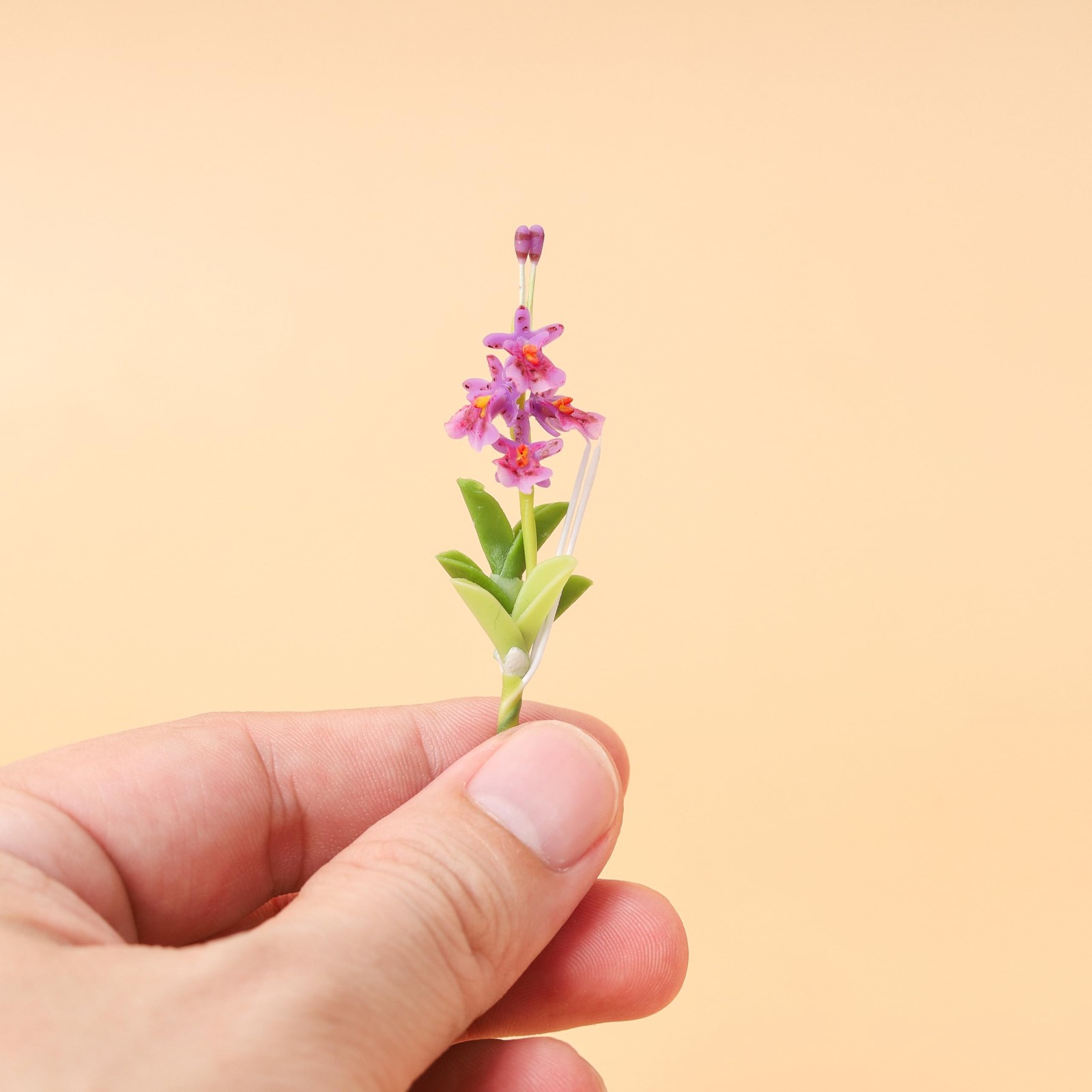 Set of 10 Purple Orchid Miniature Handmade Clay – Japanese Polymer Clay Flowe…