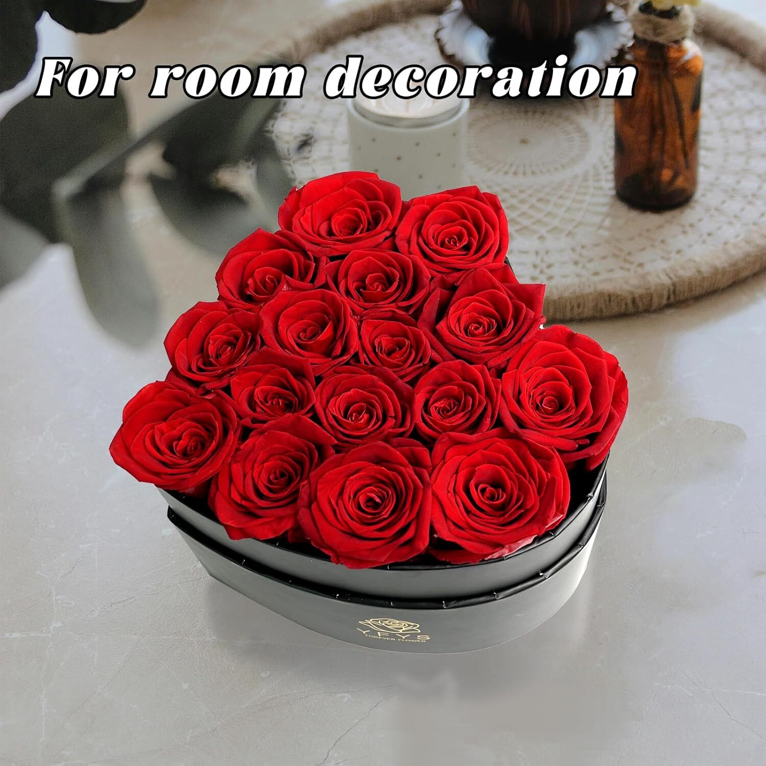 16-Piece Forever Roses Heart-Shaped Box – Real Immortal Preserved Roses Lasting