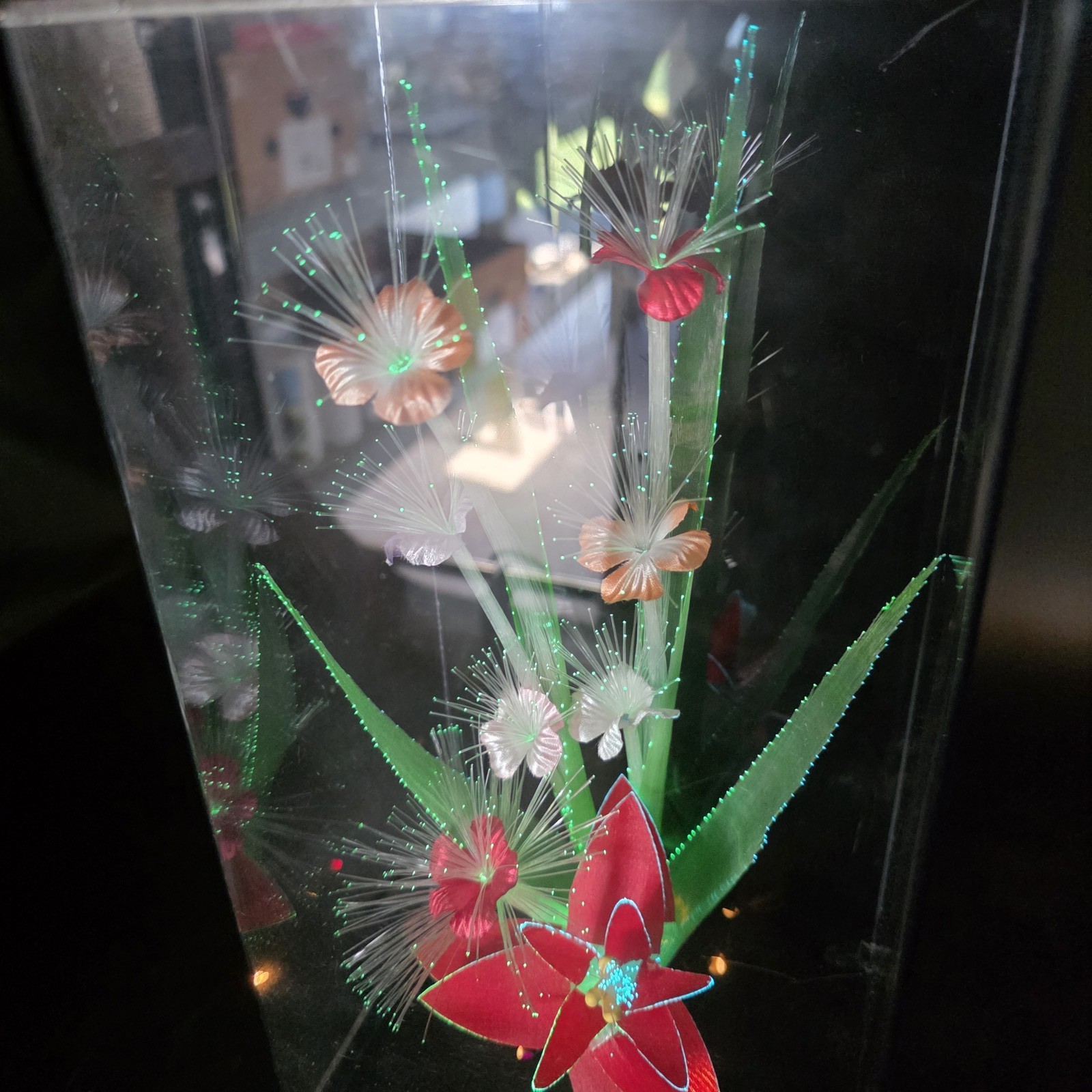 Vintage Fiber Optic Flower Musical Lamp Light Floral Display Taiwan Decor