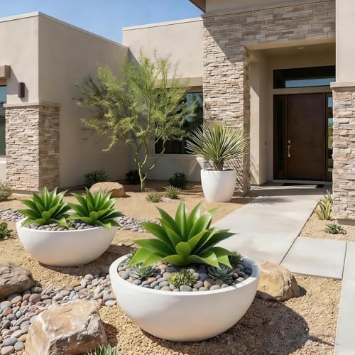14 Inch Agave Plant Artificial Outdoor – 2 PCS UV Resistant Outdoor 14″ Green