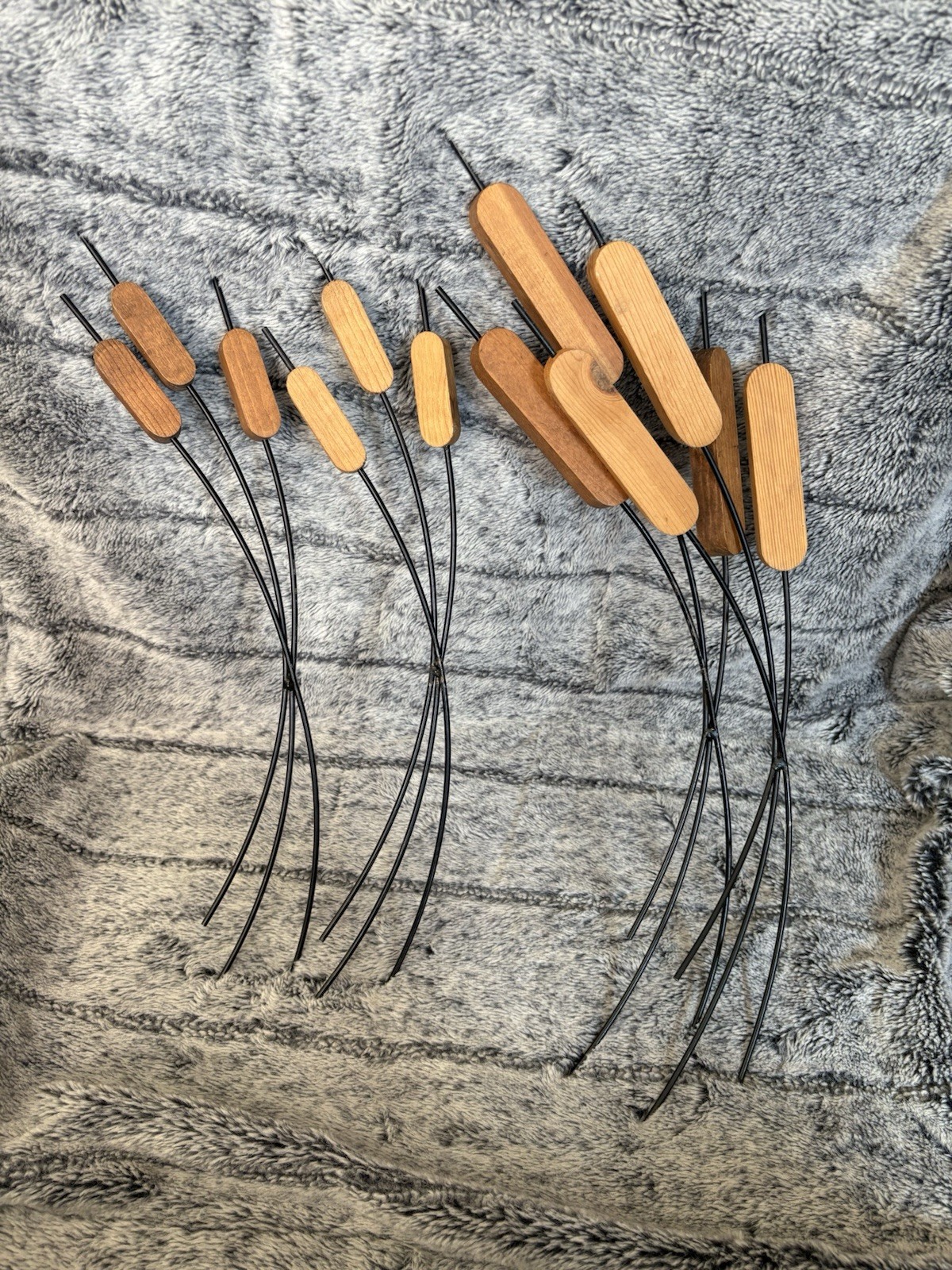 Set of 4 vintage metal and wood fake “florals” #B4