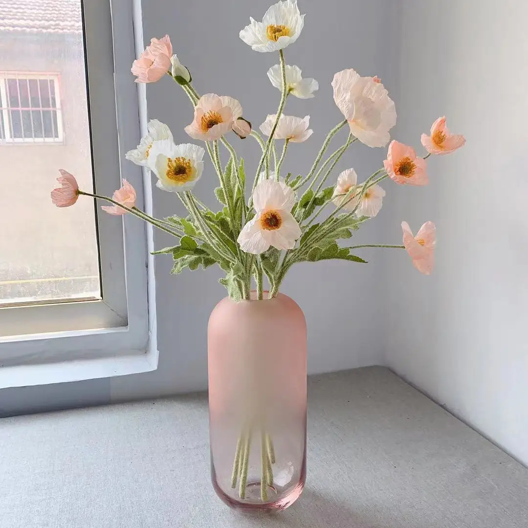 Artificial Flowers Fake Poppy Silk Flowers Long Stem Housewarming Garden
