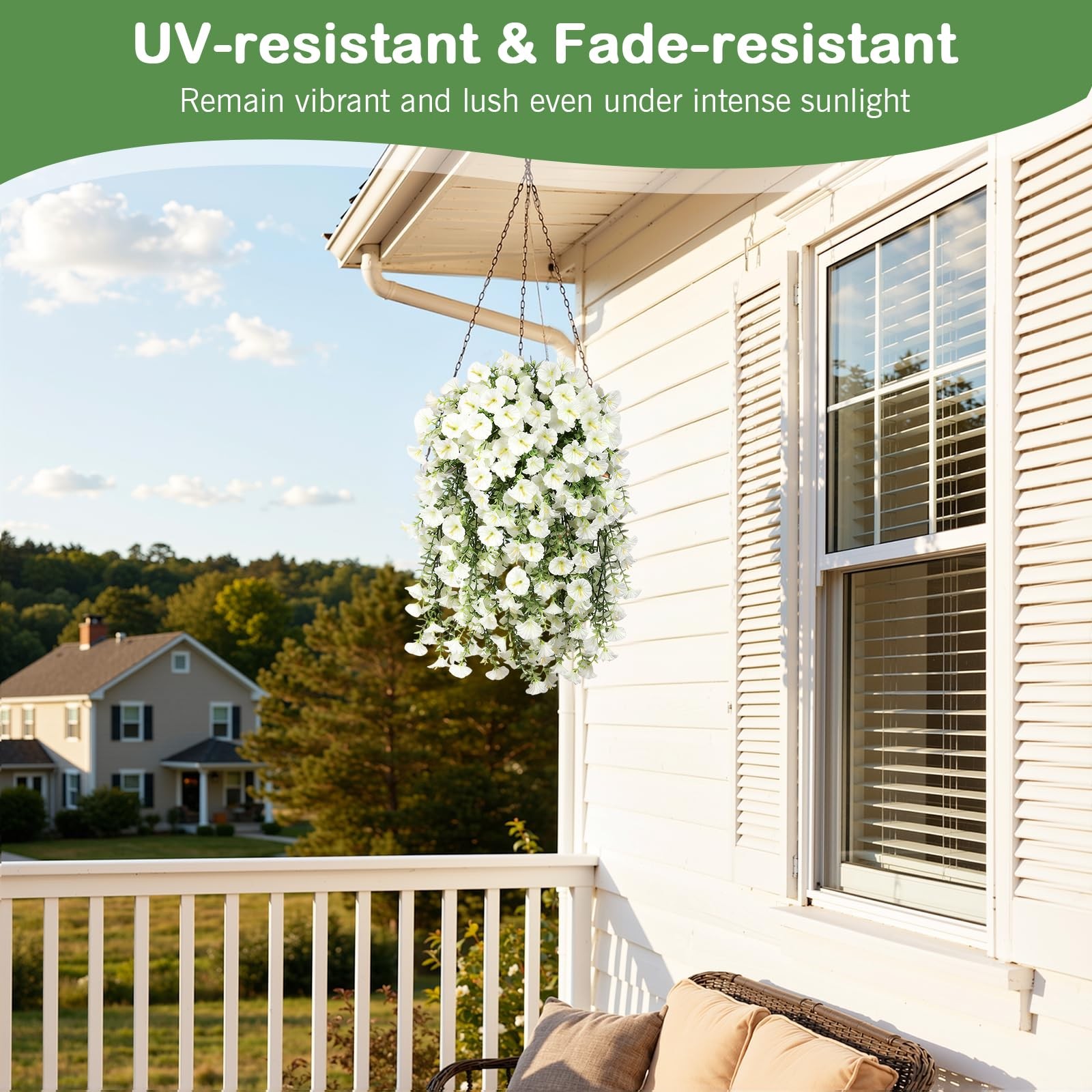 Artificial Fake Hanging Flowers Plants for Outdoor Summer Decoration, 2 PCS F…