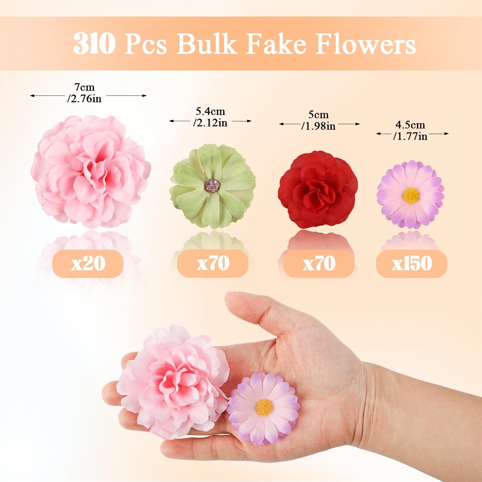 310 PCS Mini Artificial Silk Flower Heads Bulk Faux Daisy For Crafts DIY Decor