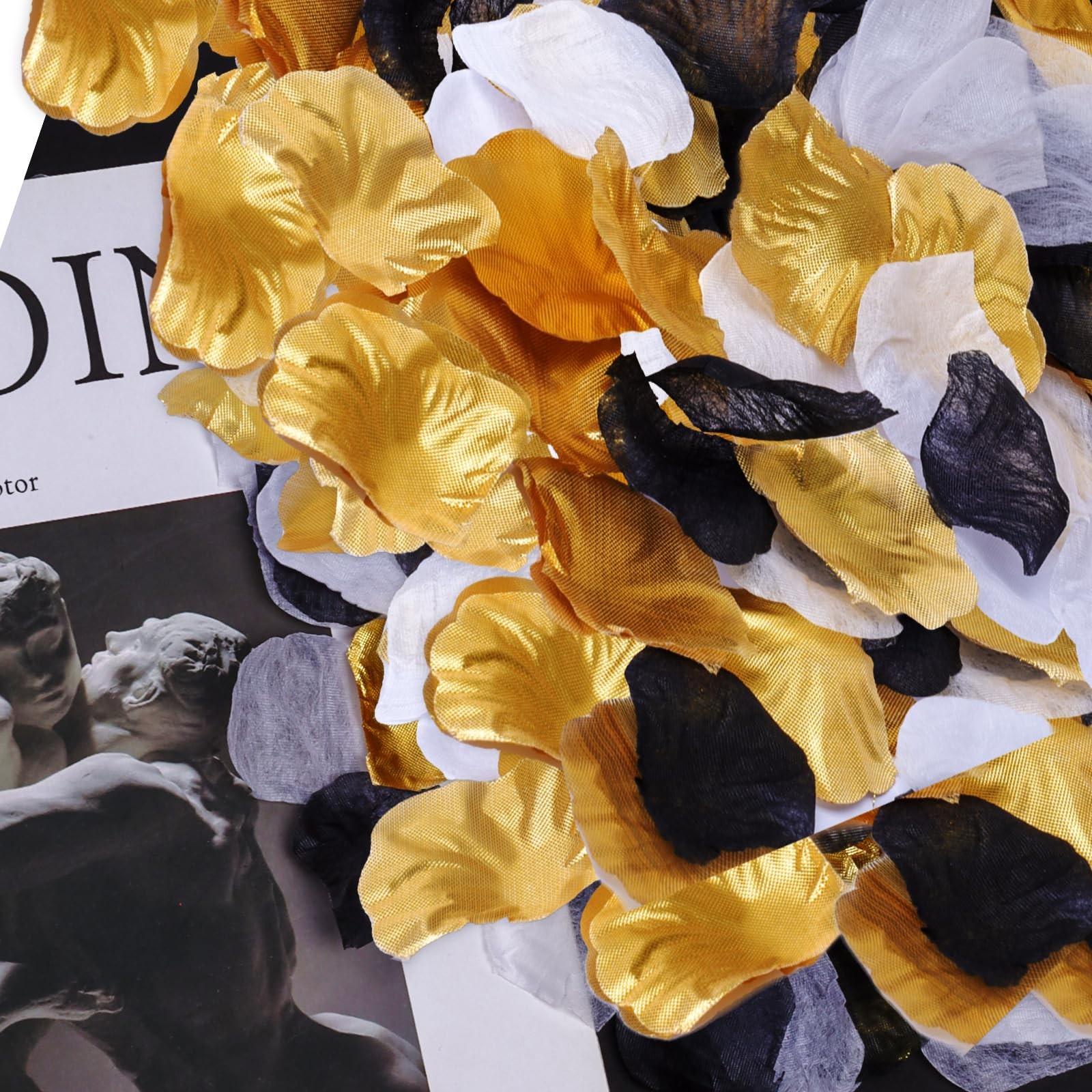 1800 PCS Bulk Artificial Rose Flower Petals Fits Wedding Black Gold White Decor