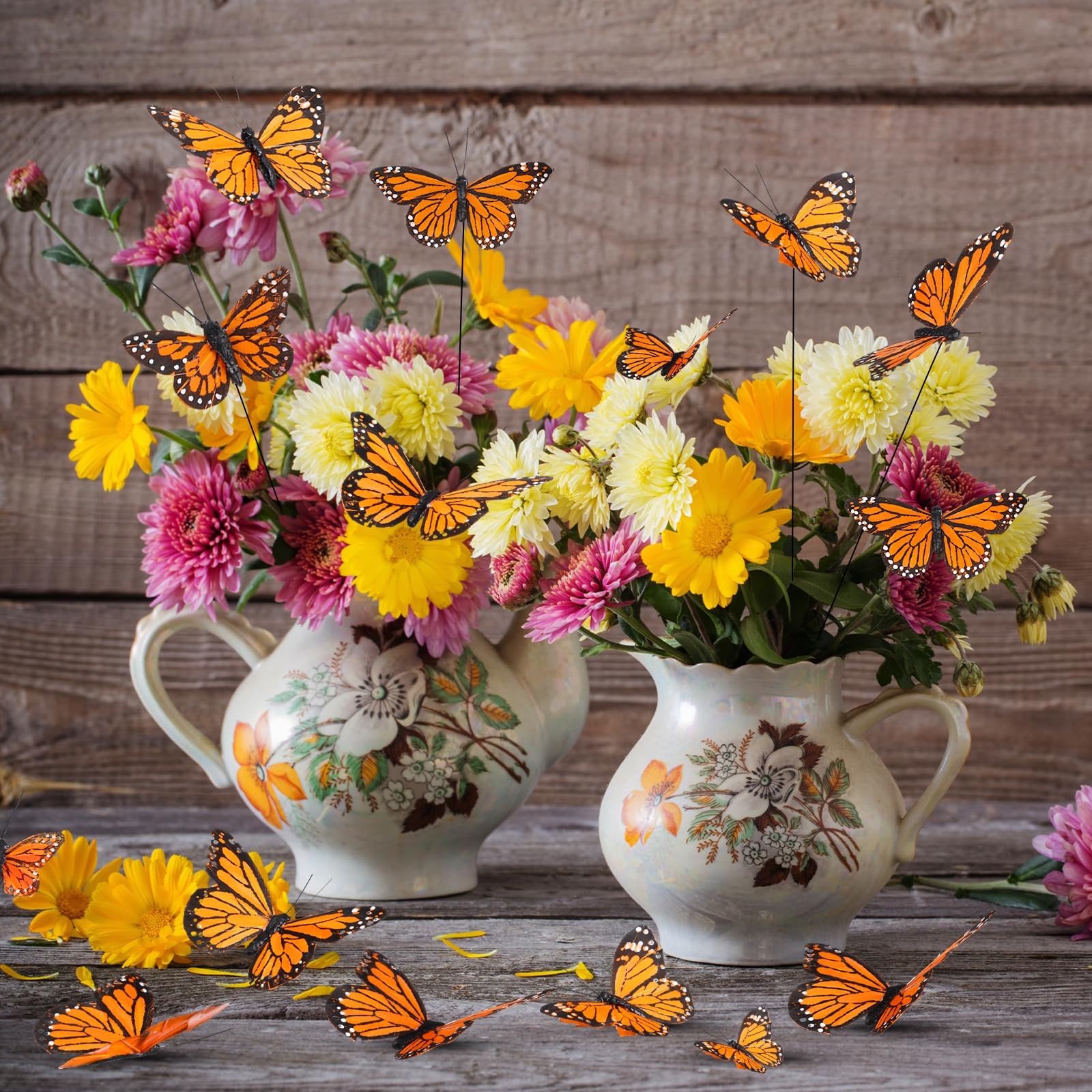 72 Pcs Halloween Monarch Butterfly Decorations for Crafts 4 Size Artificial F…