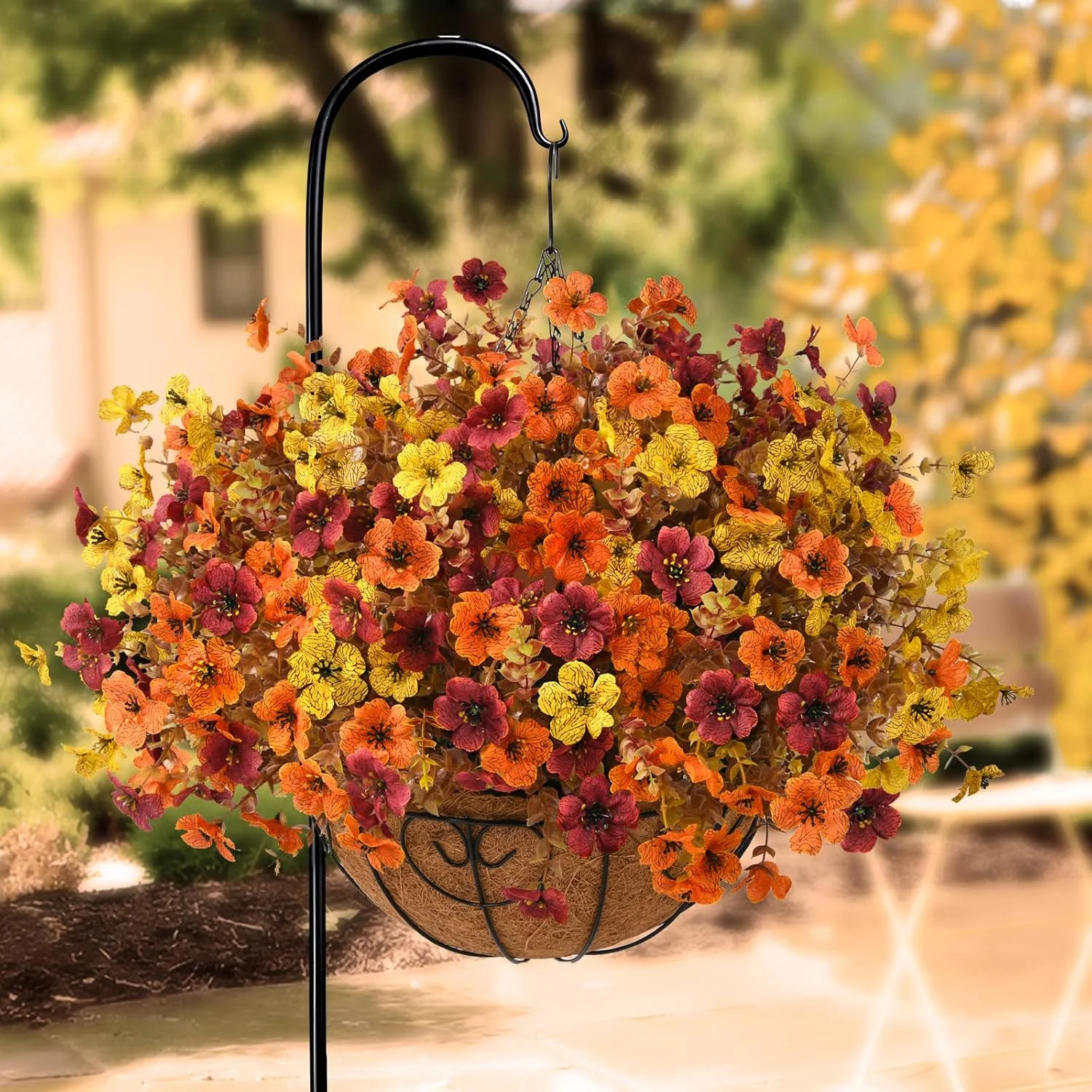 INQCMY Artificial Fake Fall Plants Flowers for Outdoor Outside Decoration,12 Bun