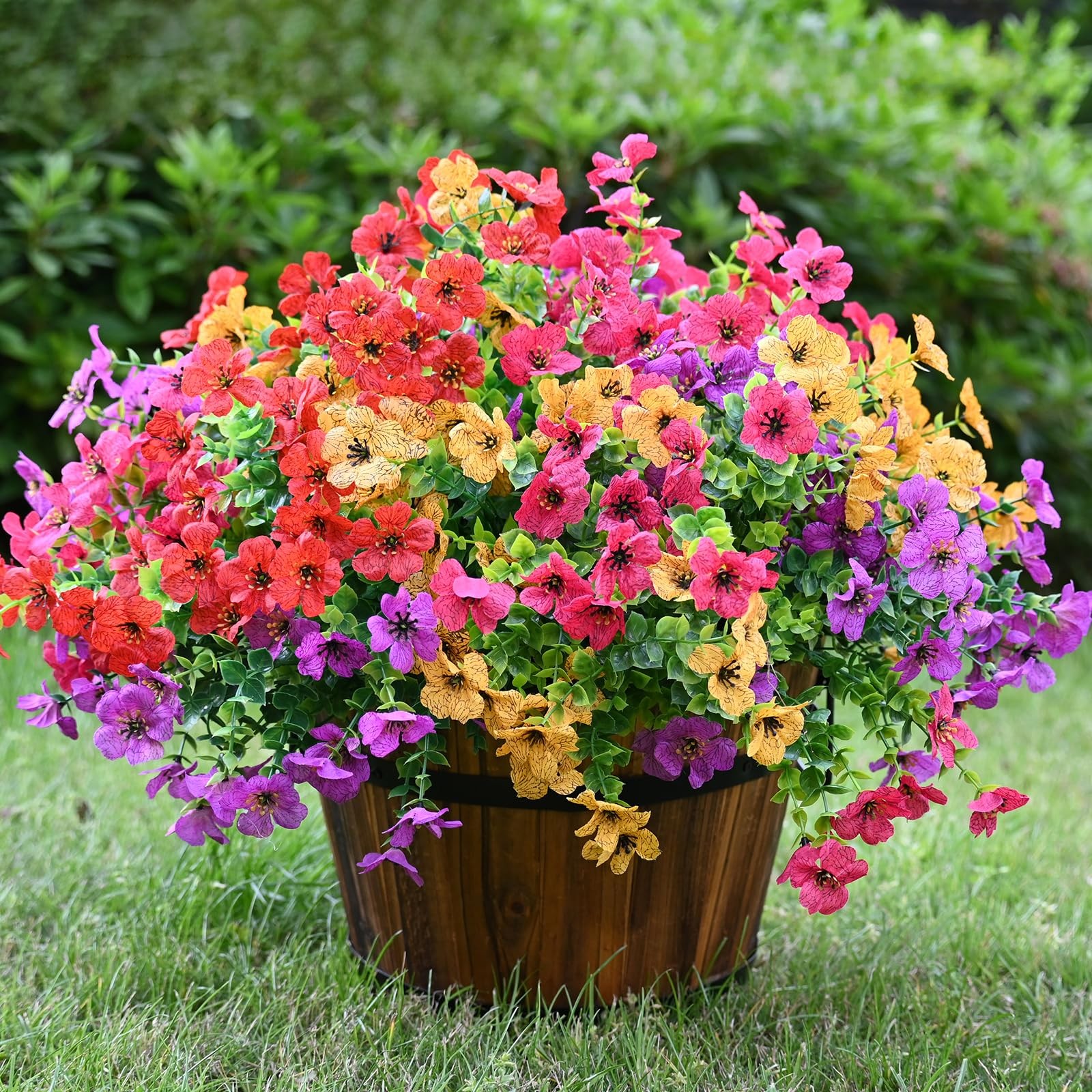 LADADA 12 Pack Colorful Artificial Flowers UV Resistant for Outdoor | Faux Pl…
