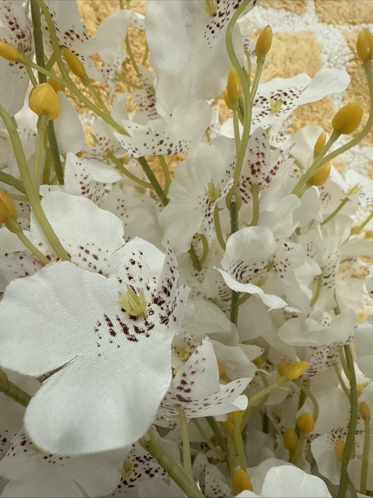 White Orchids Silk Flowers 12 Pieces Pink Green Yellow Artificial Home Decor
