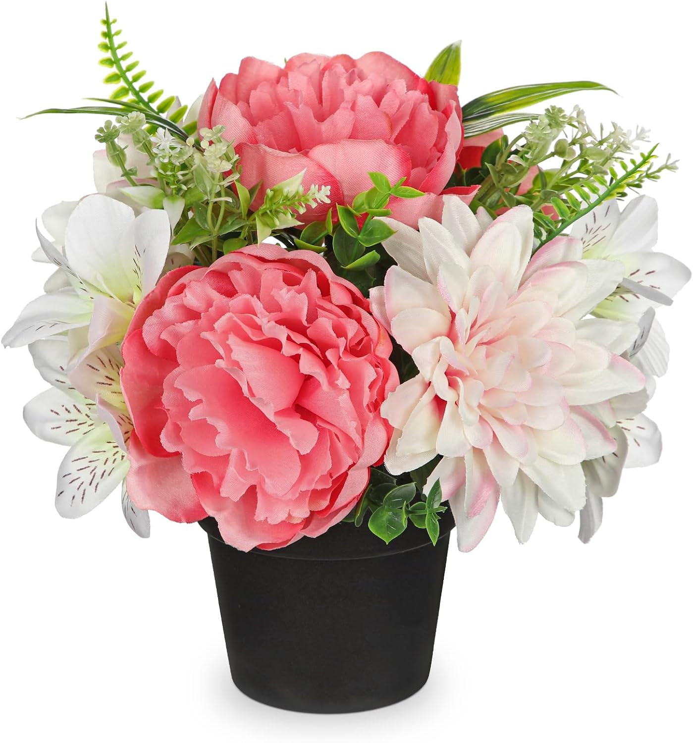 Yellow Artificial Flowers Small Fake Flowers in Vase Peonies Dahlia Tiger Lily P