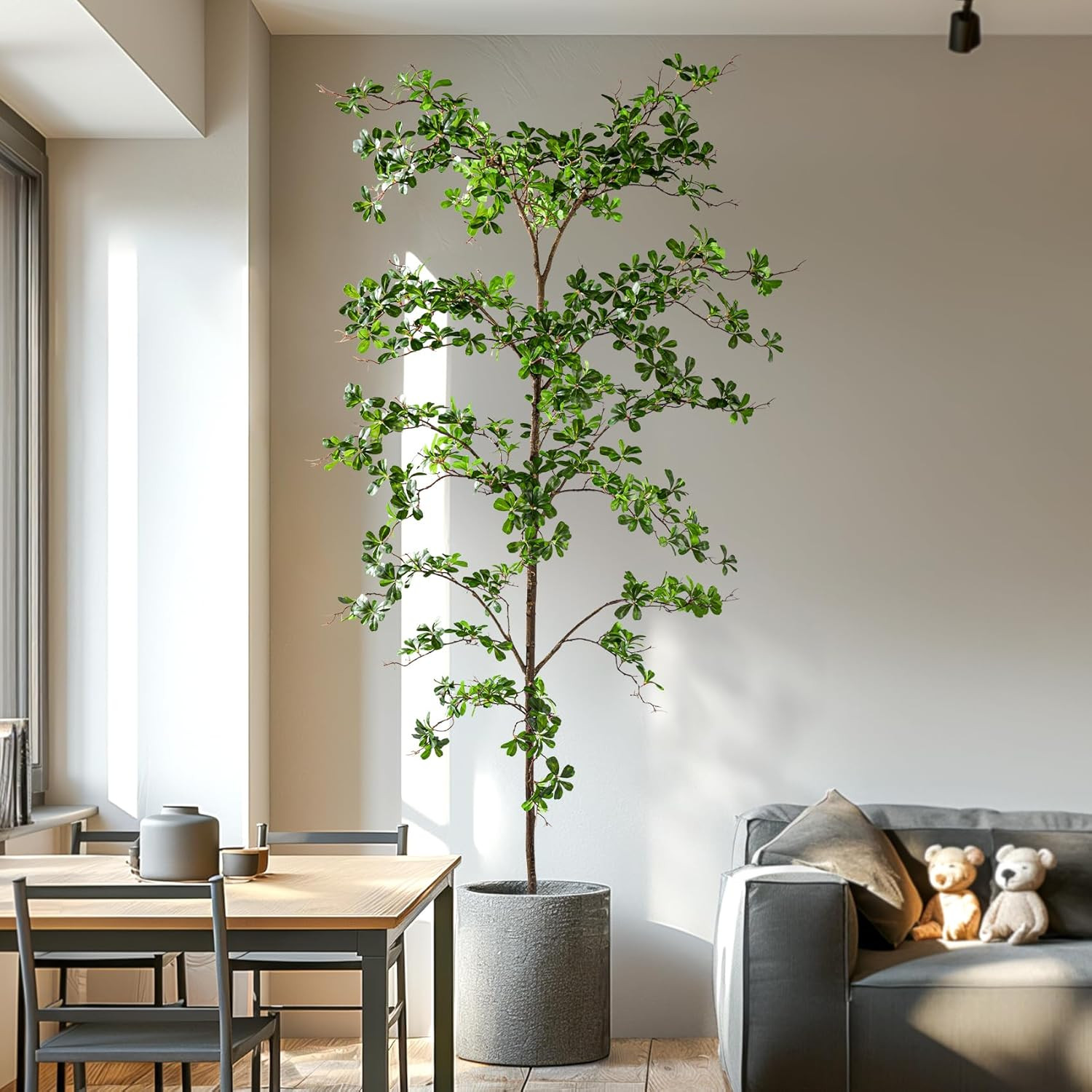 8Ft Faux Black Olive Tree – Realistic Indoor Decor with Natural Wood Trunk