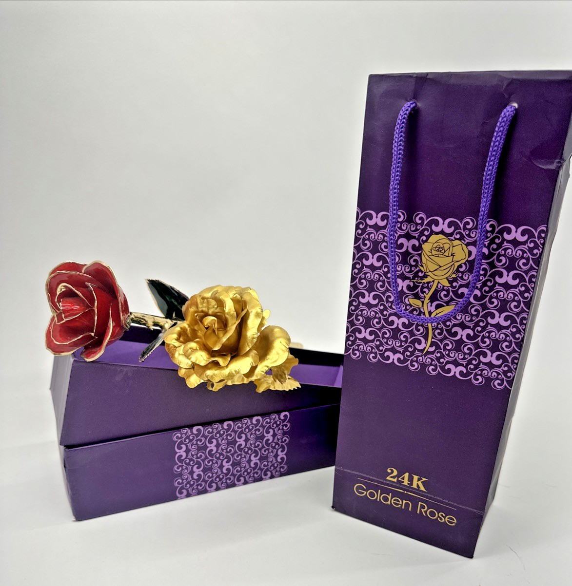 24k Gold Accent Roses Steven Singer Red & Gold & Golden Blooming Rose