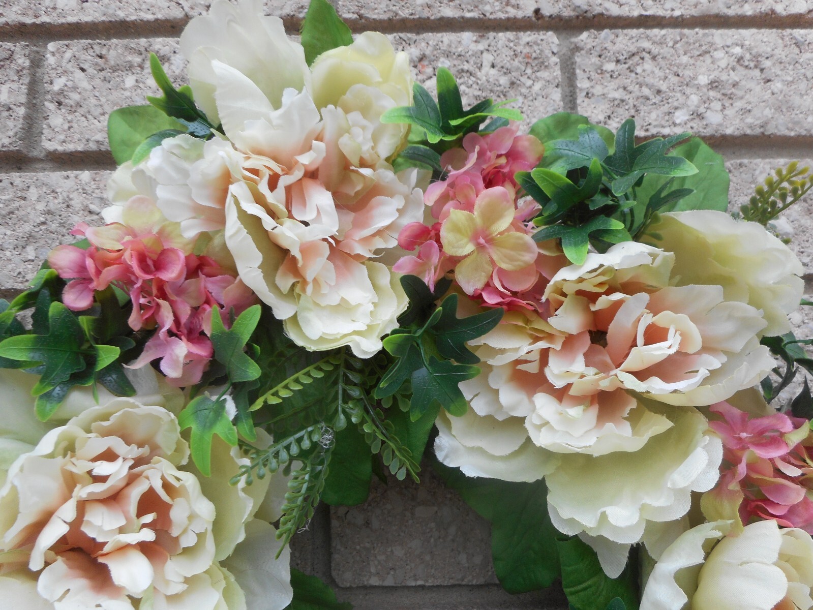 17″ Green Pink Peony Pink Hydrangea Floral Summer Grapevine Door Wreath