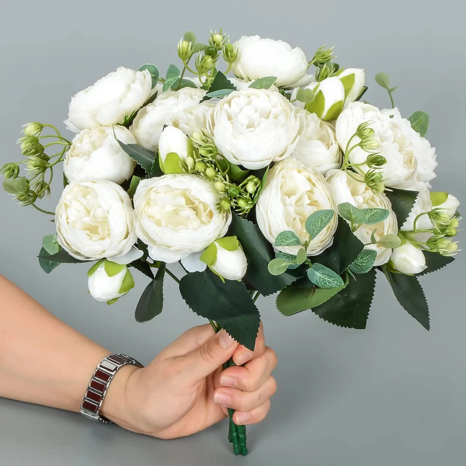 30CM Silk Peony Fake Roses Artificial Flowers Bridal Bouquet Home Wedding Decor