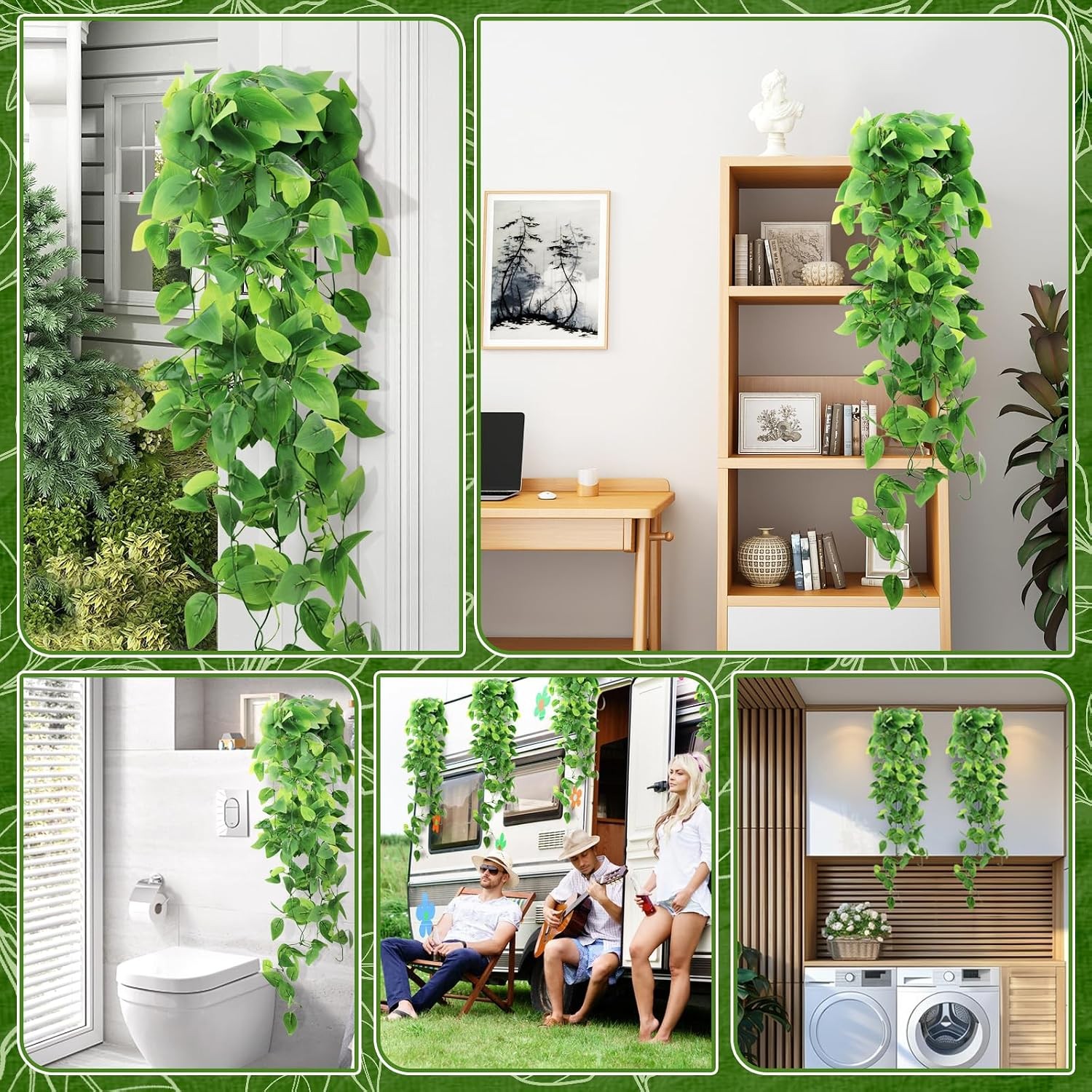 2-Pack Fake Hanging Plants, Faux Hanging Plant Artificial Greenery for Living