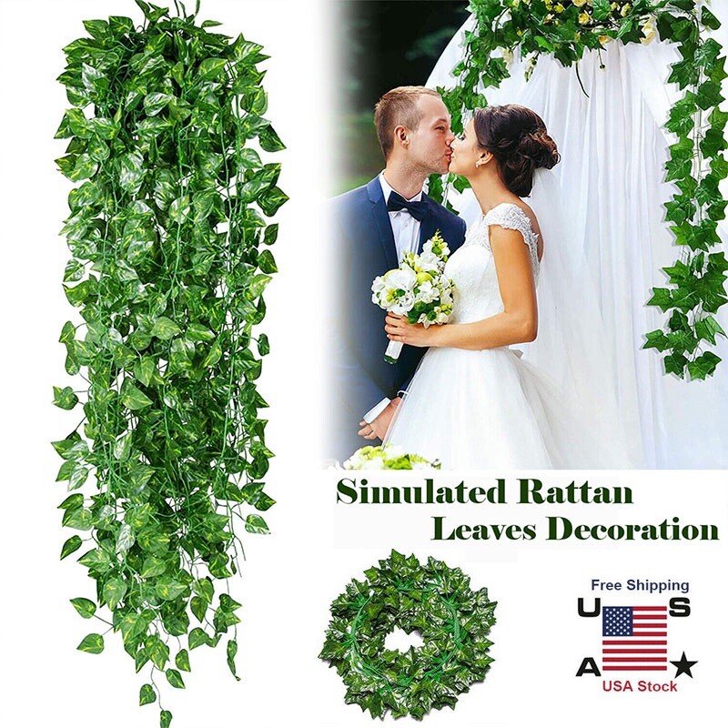 24× Artificial Hanging Garland Ivy Leaves 6.5 Ft Plants Vines Home Decor USA