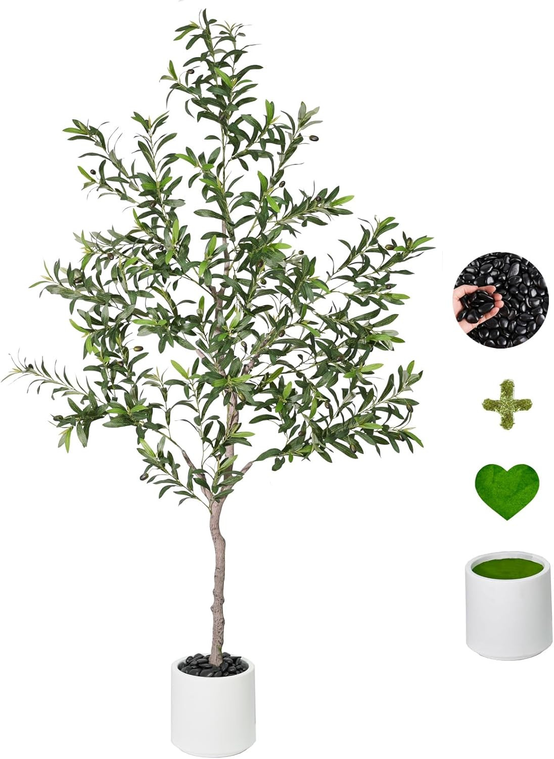 Artificial Olive Trees Indoor,Faux Olive Tree with White Planter Pot,Artificial