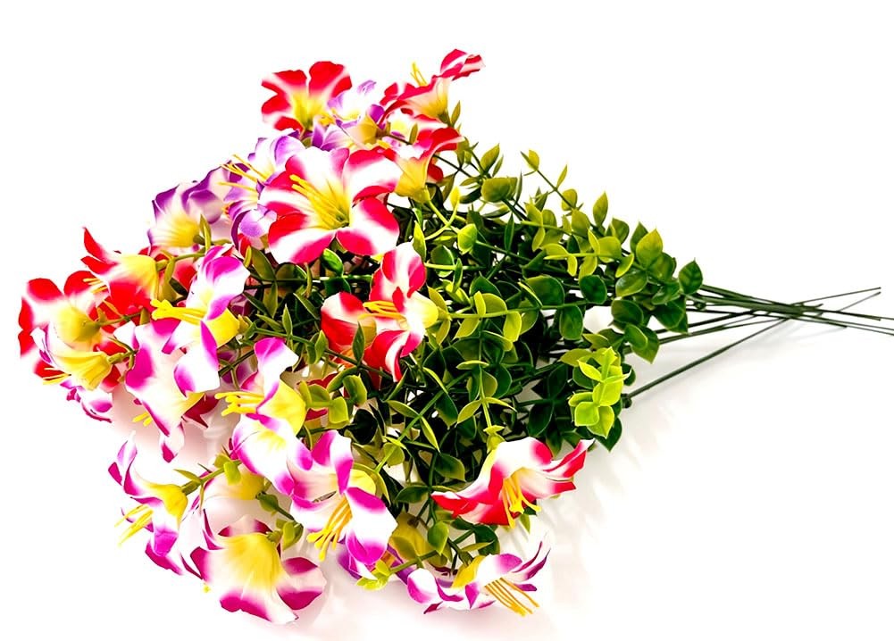 12 Bundles Artificial Colorful Morning Glory Flowers Fake Trumpet Silk Flower…