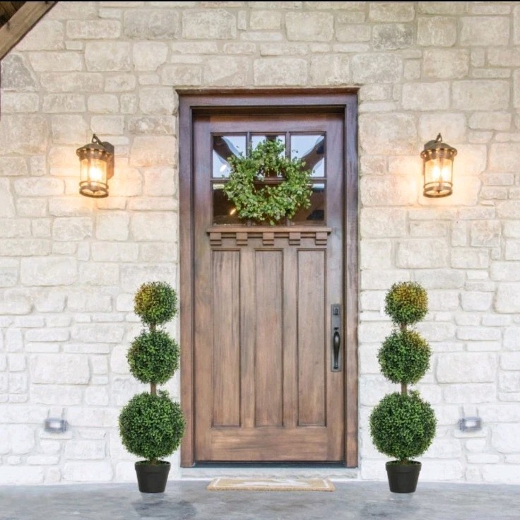 2 Pcs Artificial Ball Boxwood Topiary Plant Fake Plant In Pots Indoor Outdoor
