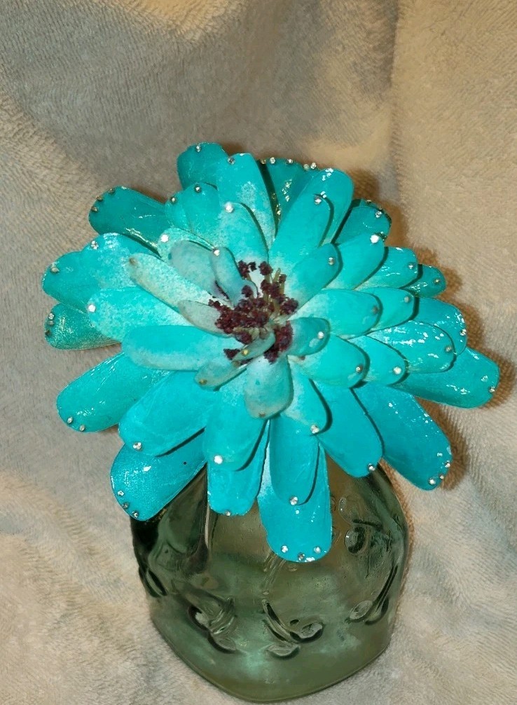 Handmade Blue Seashell Flower Coastal Beach Nautical Home Decor Shell Art