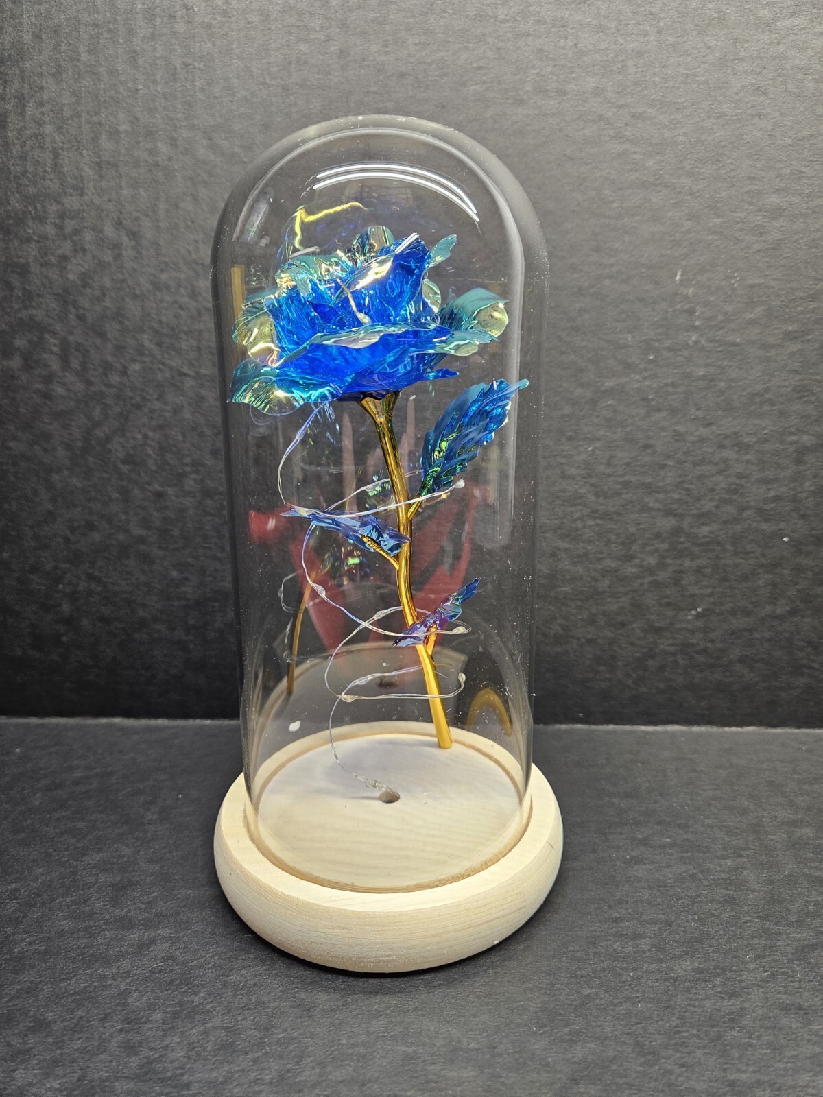Christmas Rose Gifts for Women Colorful Blue Rose in a Glass Dome, Best Gifts