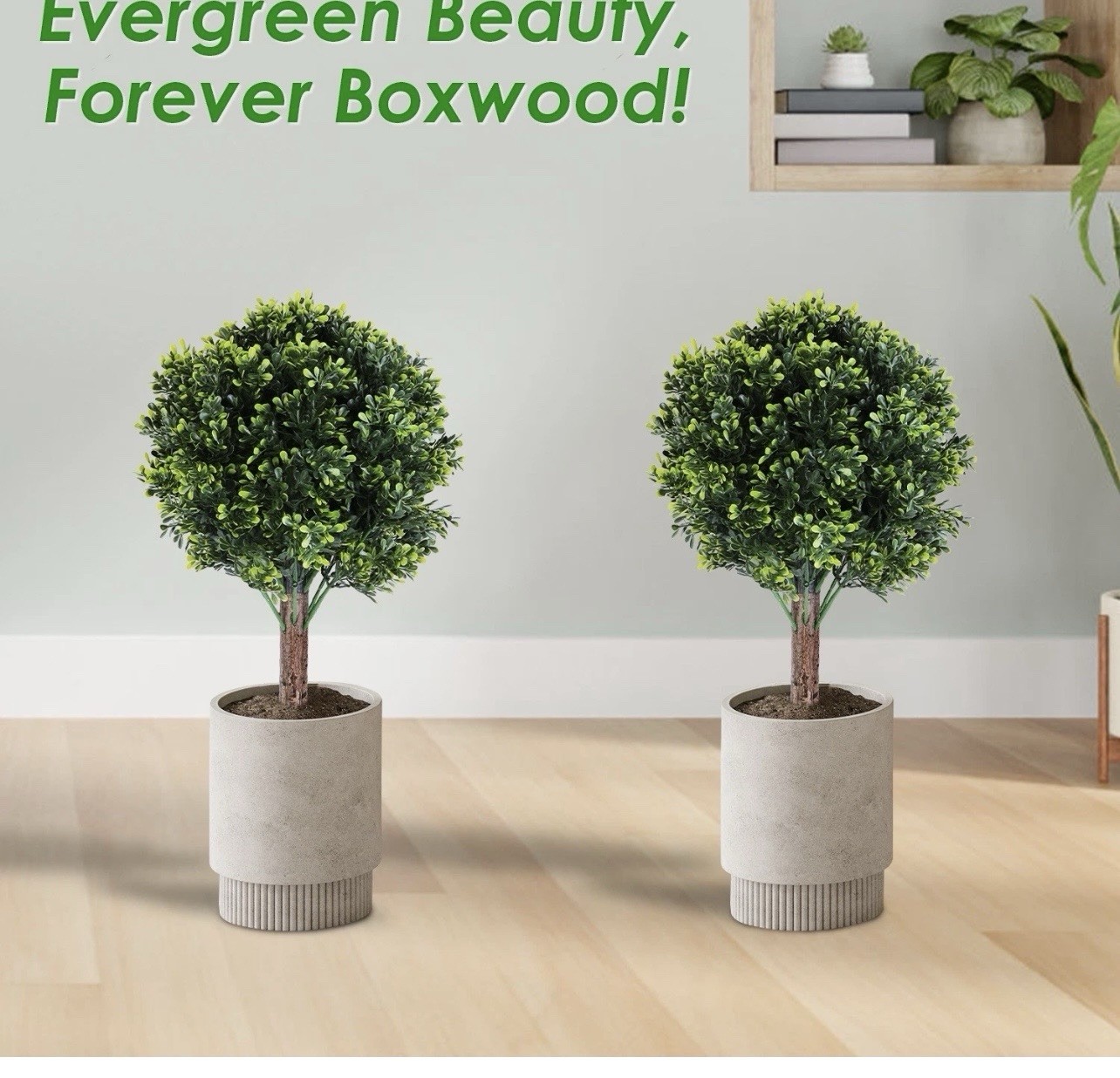 2 Packs Artificial Boxwood Topiary Ball Bush for Outdoor with Spike UV Resistant