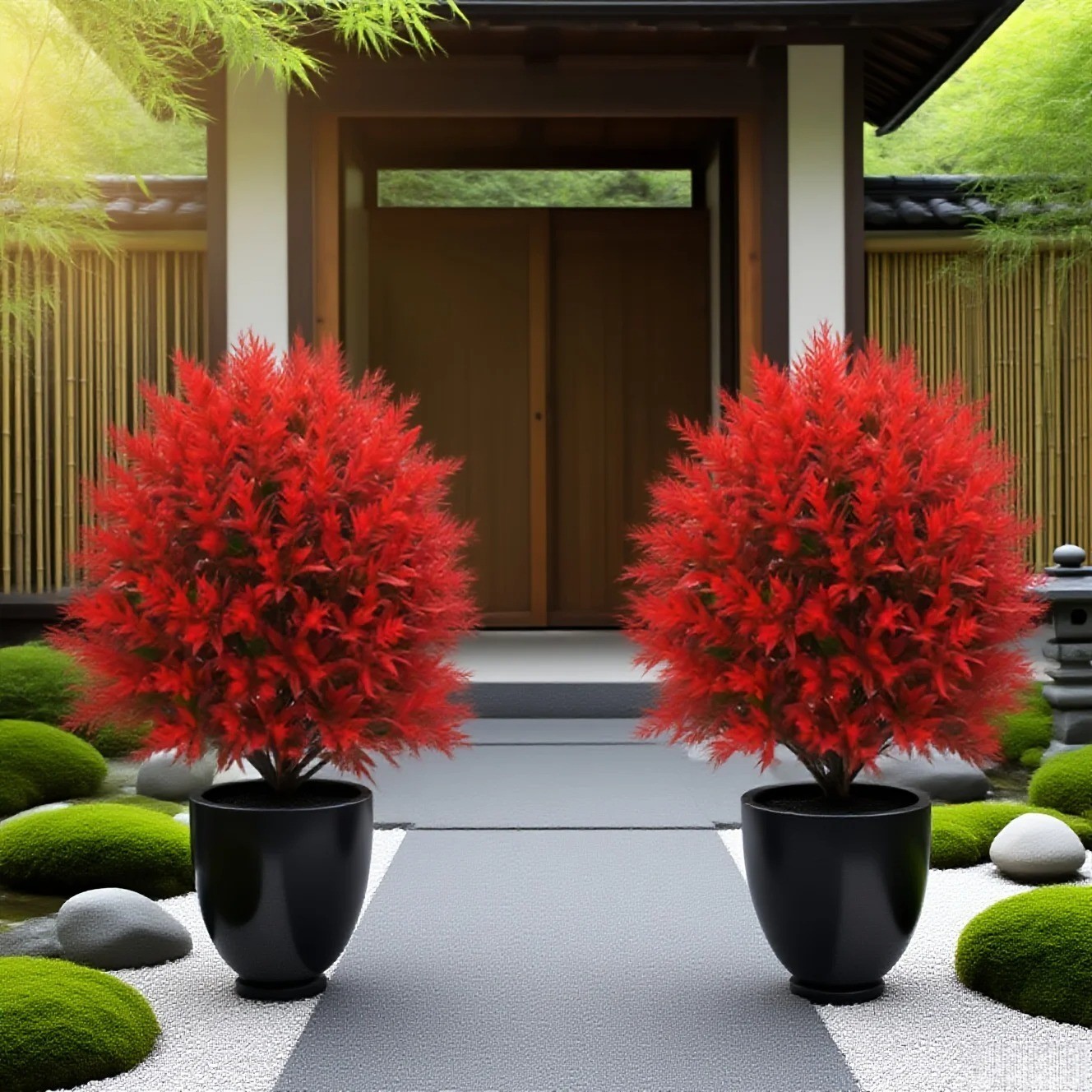 Red Lavender Artificial Ground Stake Flowers no pot 45 cm 17.72 inch