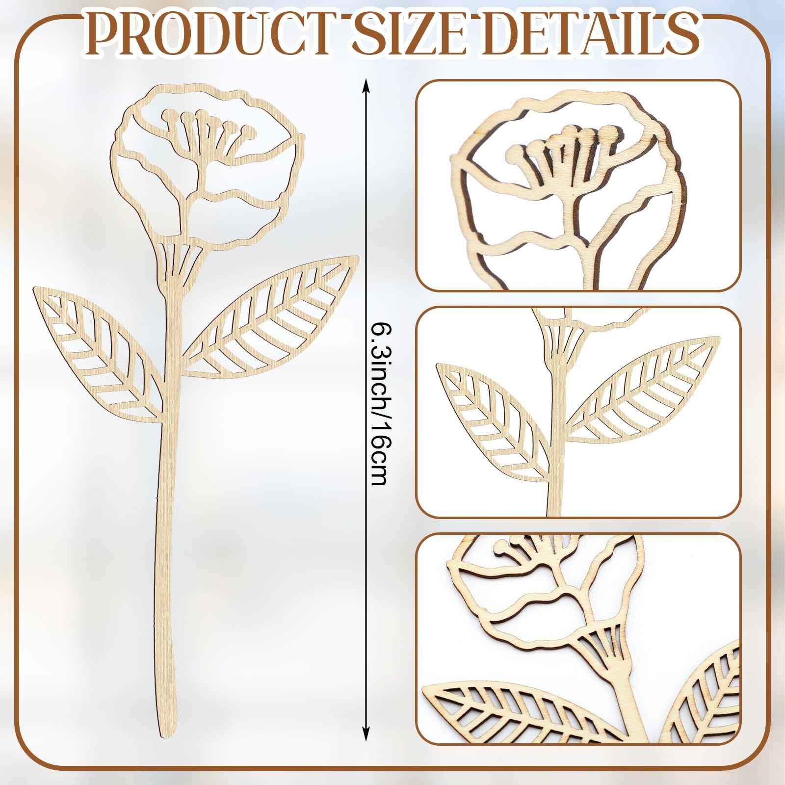 36 Pcs Wooden Wildflower Decor Set Wood Flowers Cutout Signs Wildflowers Stem…