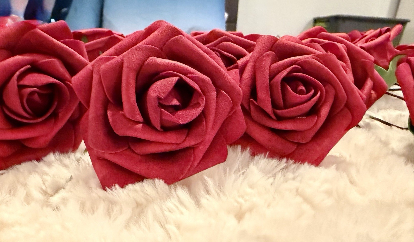 AmyHomie Artificial Real Looking Dark Red Roses For DYI/Wedding Used One Time