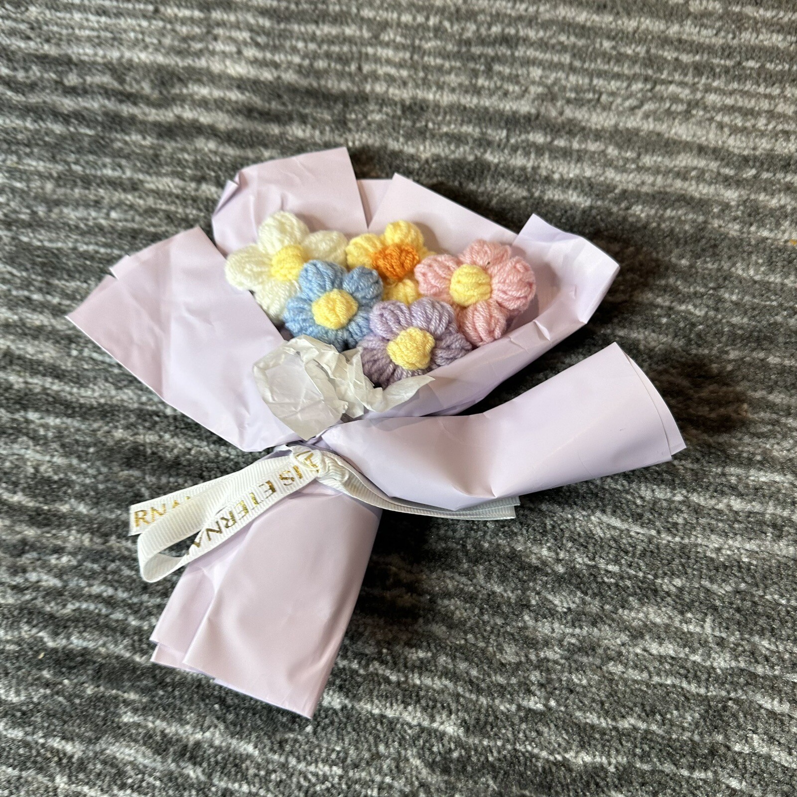 Crochet Flowers Bouquet Wool Mini Knitting Bouquet Gift Party Room Decor Daisy