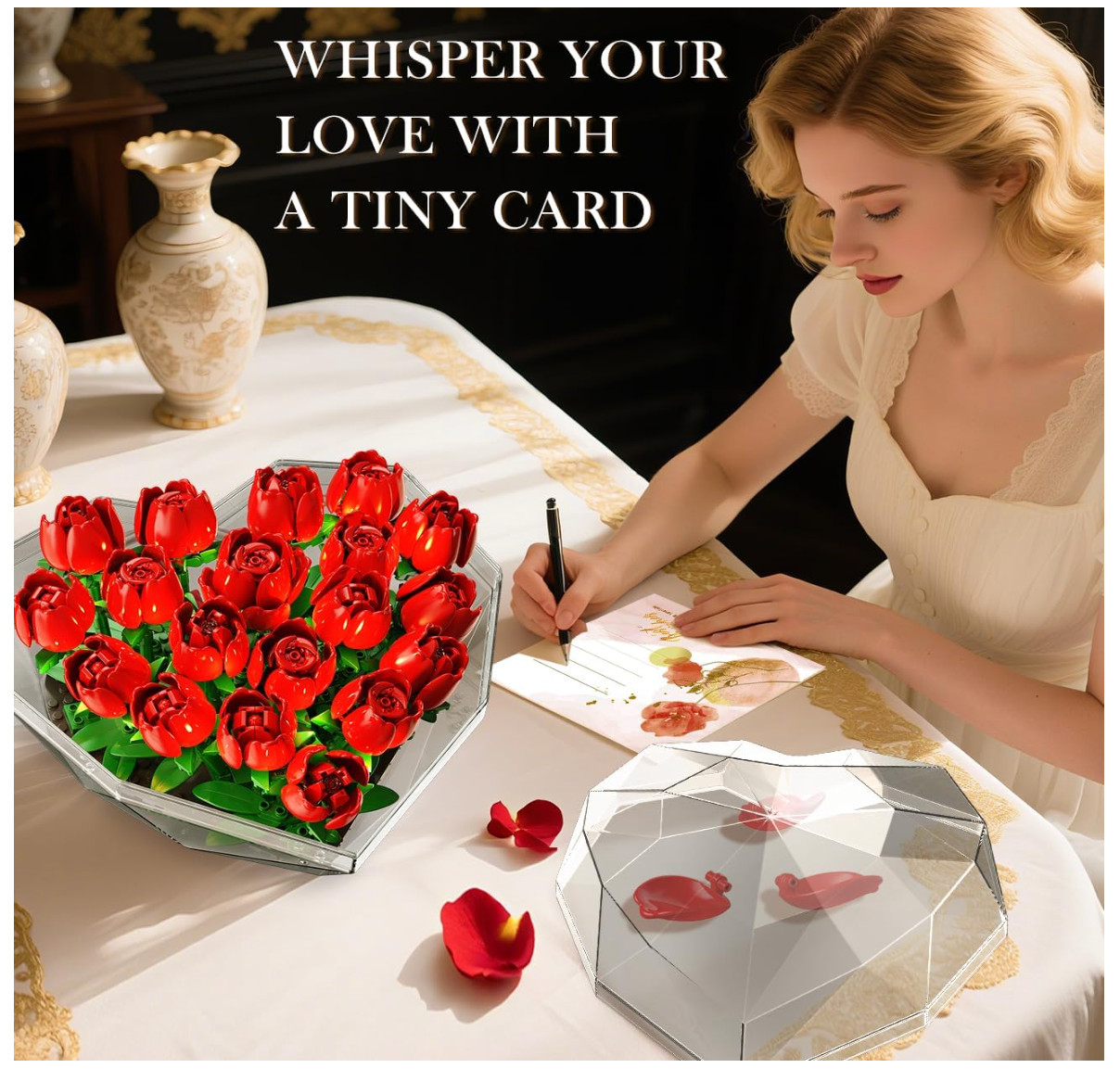 Valentines Flower Bouquet Building Set with LED Lights
