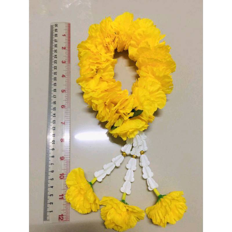 Hang Phuang Malai Artificial Thai Marigold Flower Fabric Mini Round Garland Gift