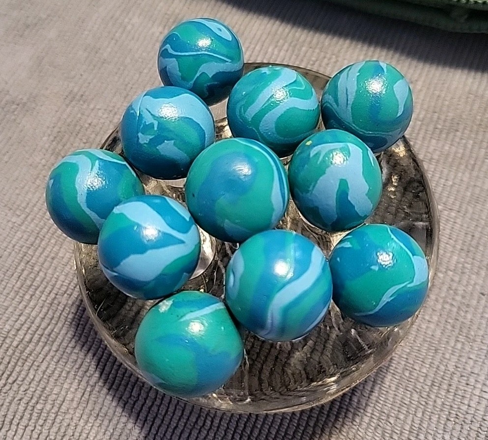 11 Hole Glass Flower Frog Marble Display Marbles Holder Flower Arrangement 3″