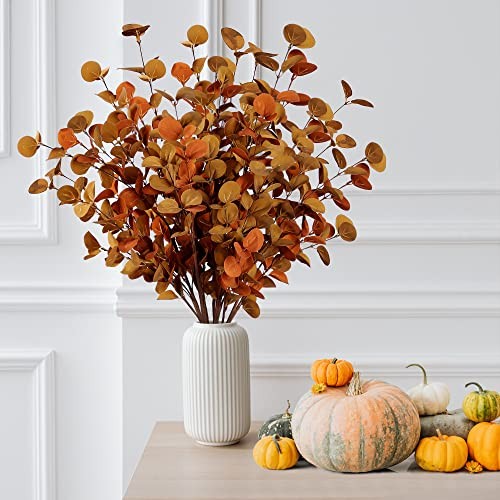6 Pcs Artificial Eucalyptus Stems – Autumn Leaf Branches – Autumn Leaves