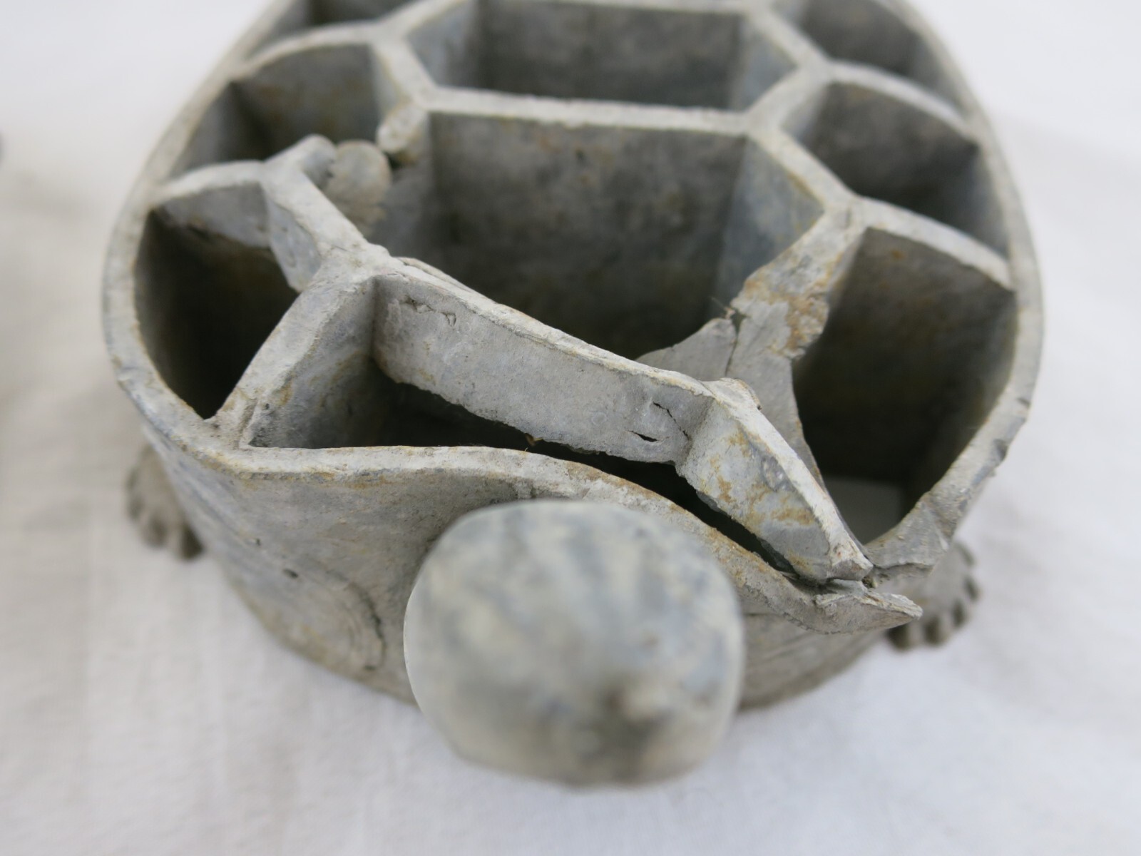 Vintage Metal Japanese Floral Frogs Turtle Shape Flower Arrangement Lot Of 2
