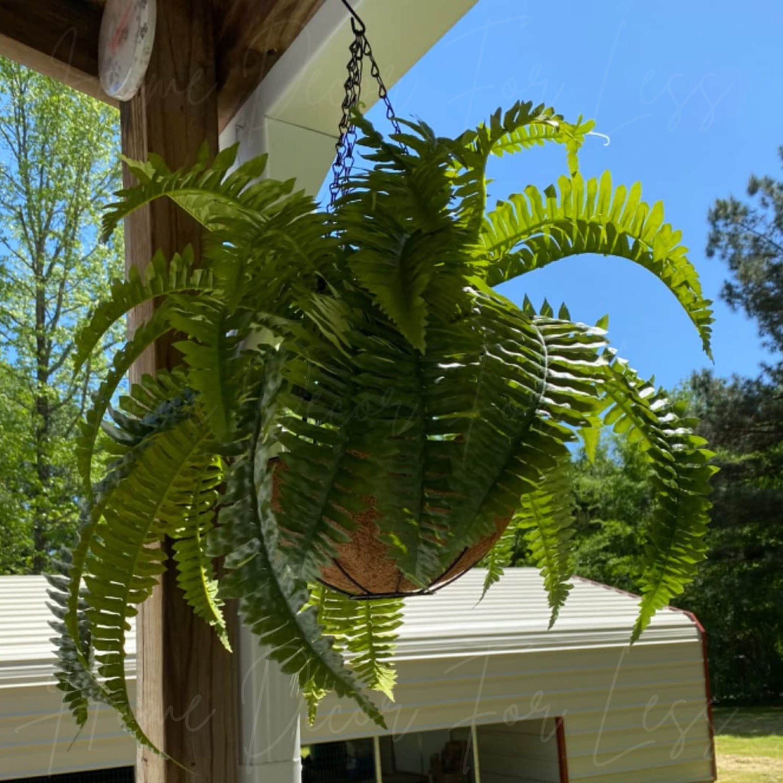 Large Artificial Boston Fern Hanging Basket Indoor Outdoor Patio Garden Decor