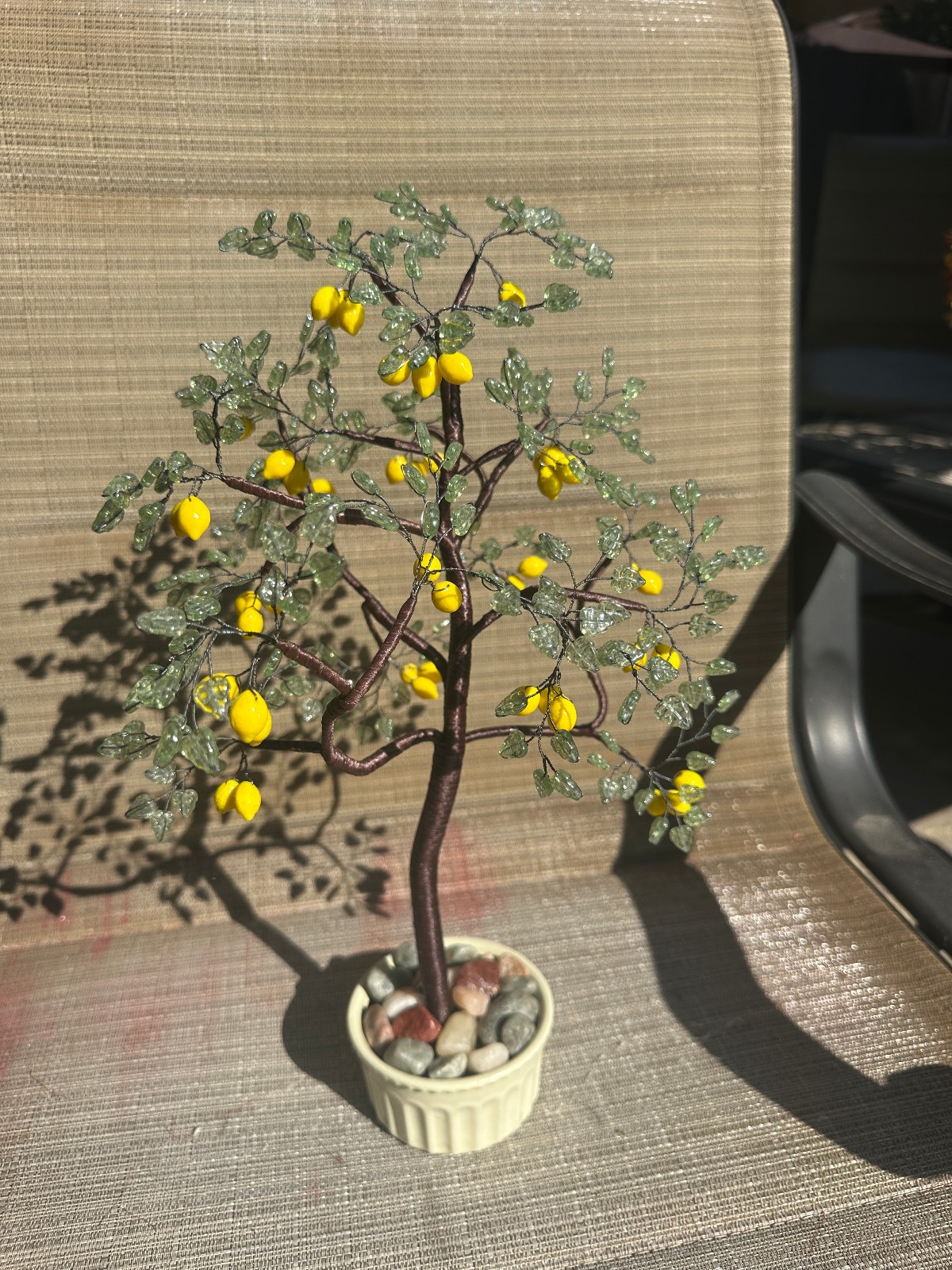 Handmade Happy Lemon Tree Sculpture with Czech Glass Beads