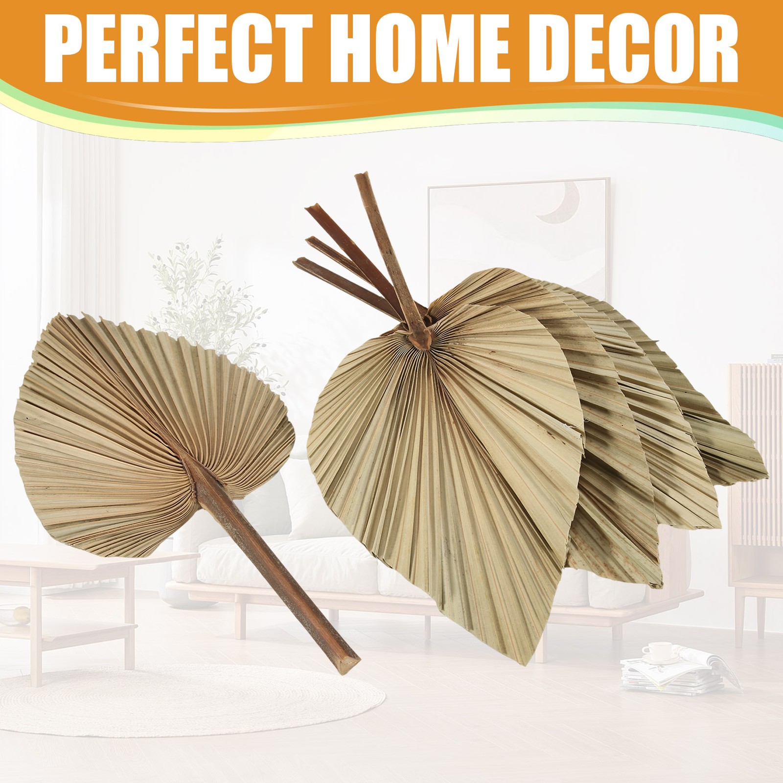 5Pcs Natural Dried Palm Leaves Tropical Dried Palm Fans Boho Dry Leaves5066