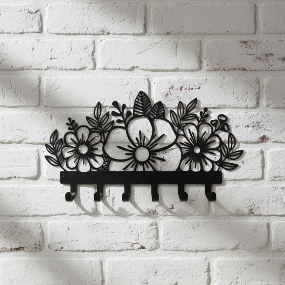 Rustic Metal Wall Mounted Coat Rack Art Hanger Hallway Decor