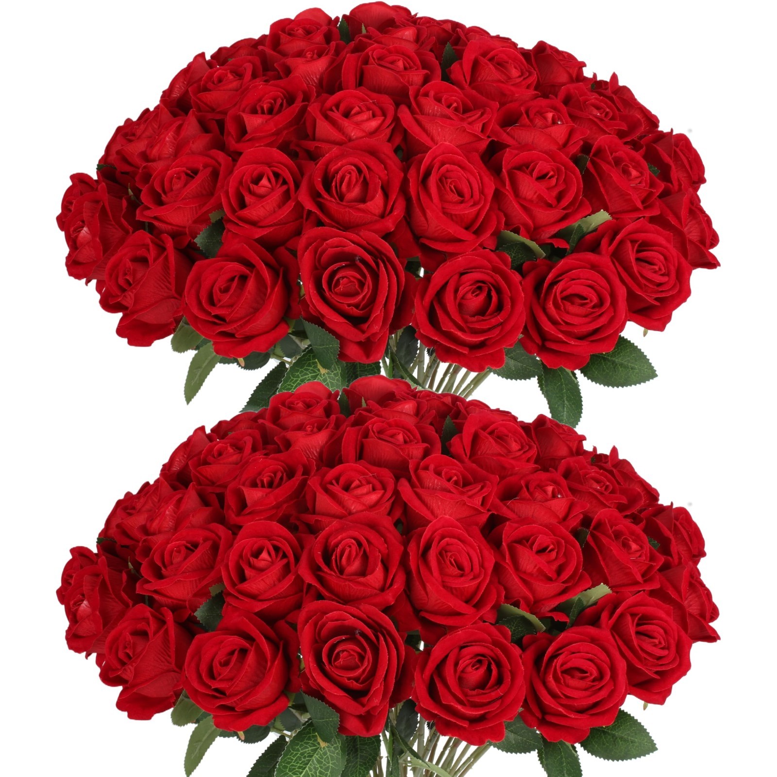 50 PCS Artificial Red Roses – Realistic Silk Flowers for Wedding, DIY Decor, Gif