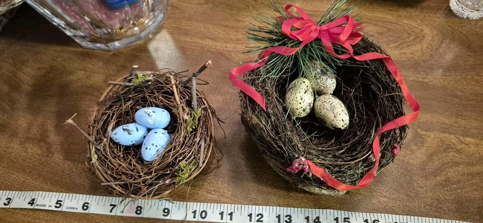 Lot Of 2 Bird Nest Nests With Eggs